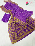 complete look of purple chiffon bandhani saree