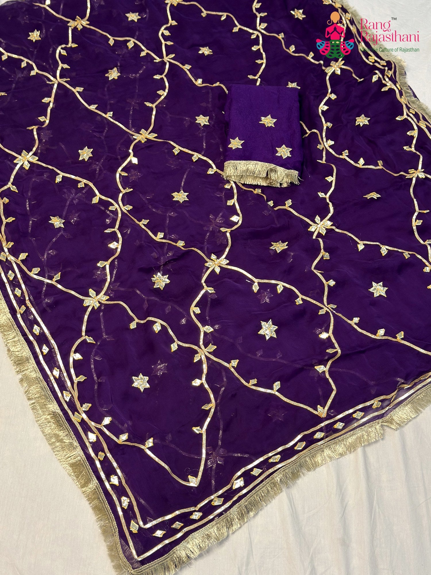 Purple Chiffon Gota Patti Saree for Festive Wear | Lightweight Pick