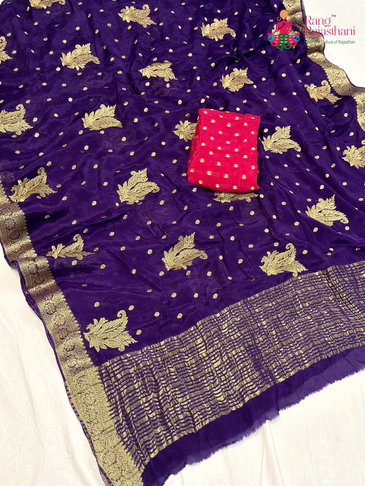Purple Chinnon Zari Embroidery Saree for Sangeet Night | Buy Now