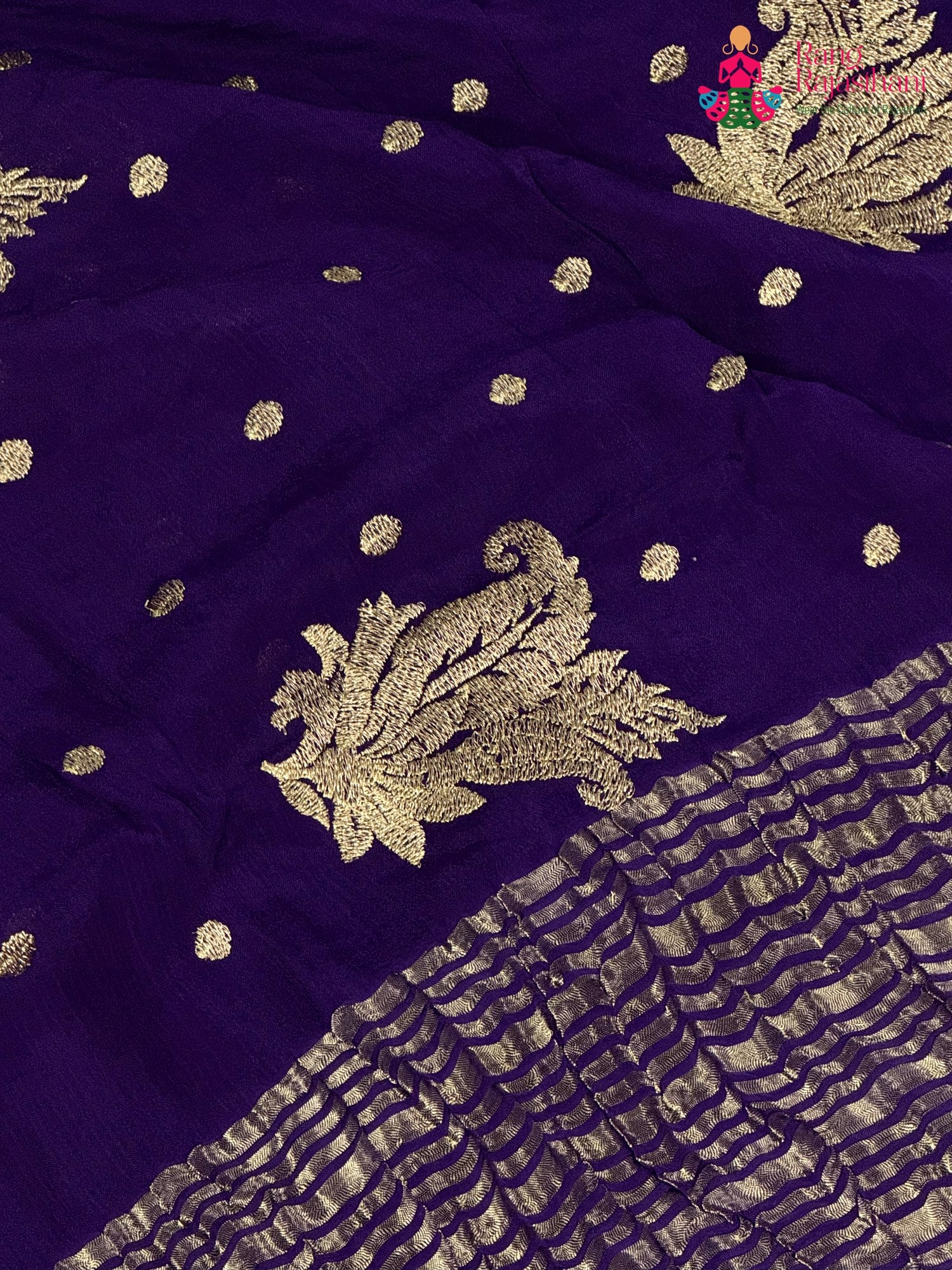 Purple Chinnon Zari Embroidery Saree for Sangeet Night | Buy Now