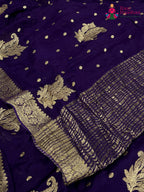 Purple Chinnon Zari Embroidery Saree for Sangeet Night | Buy Now