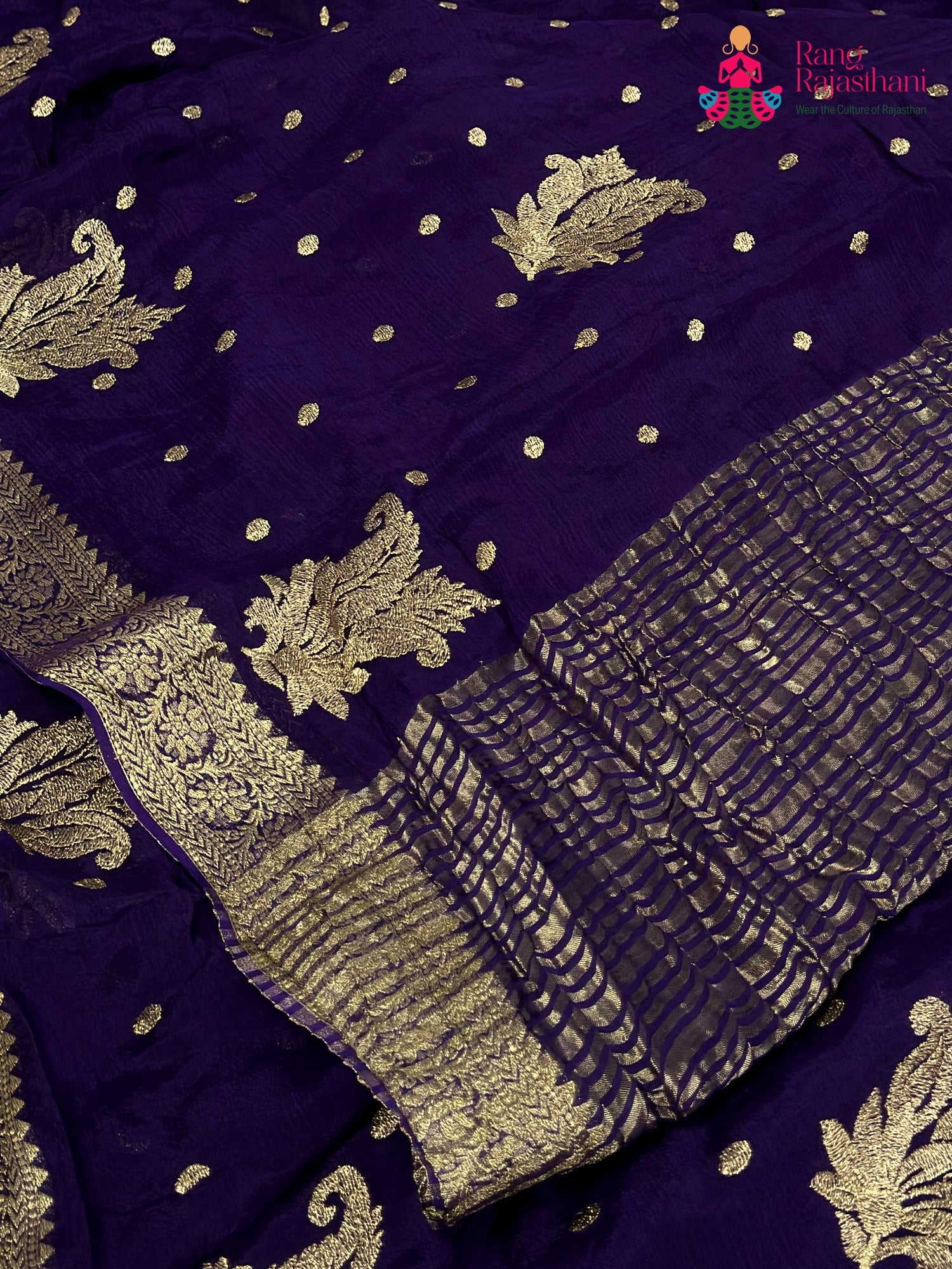 Purple Chinnon Zari Embroidery Saree for Sangeet Night | Buy Now