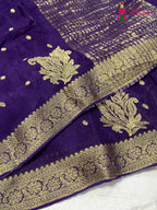 design pattern of purple chinnon sequin saree