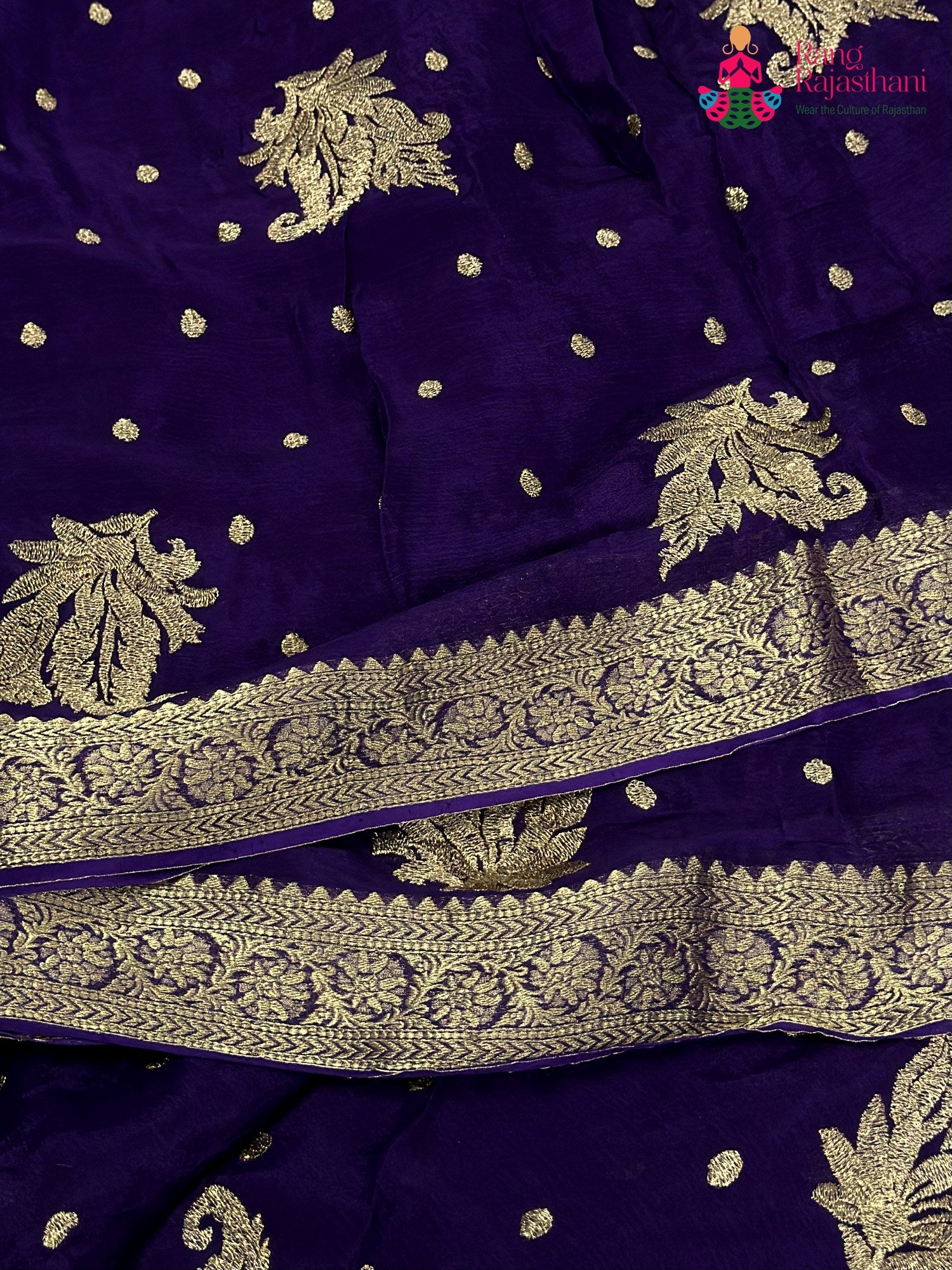 Purple Chinnon Zari Embroidery Saree for Sangeet Night | Buy Now