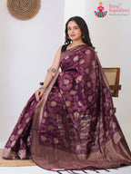 Wine Cotton saree with Weaving pallu detailing