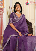 Purple Art Silk Saree for Wedding Reception | Curated Pick