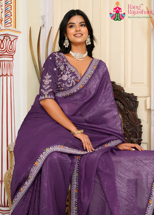 Purple Art Silk Saree for Wedding Reception | Curated Pick