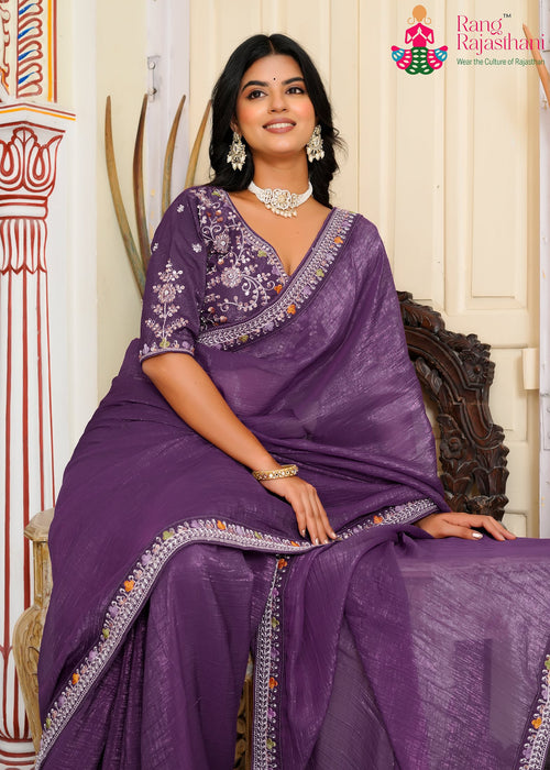 Purple Art Silk Saree for Wedding Reception | Curated Pick main-image