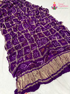 complete look of purple gajji silk bandhani dupatta 2565