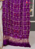 Purple Gajji Silk Bandhani Chunri Dupatta for Festive Wear | Elegant Pick
