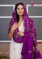 Purple Gajji Silk Bandhani Chunri Dupatta for Festive Wear | Elegant Pick