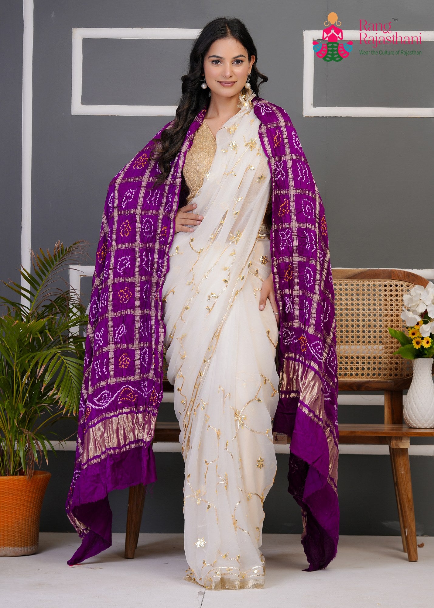 Purple Gajji Silk Bandhani Chunri Dupatta for Festive Wear | Elegant Pick