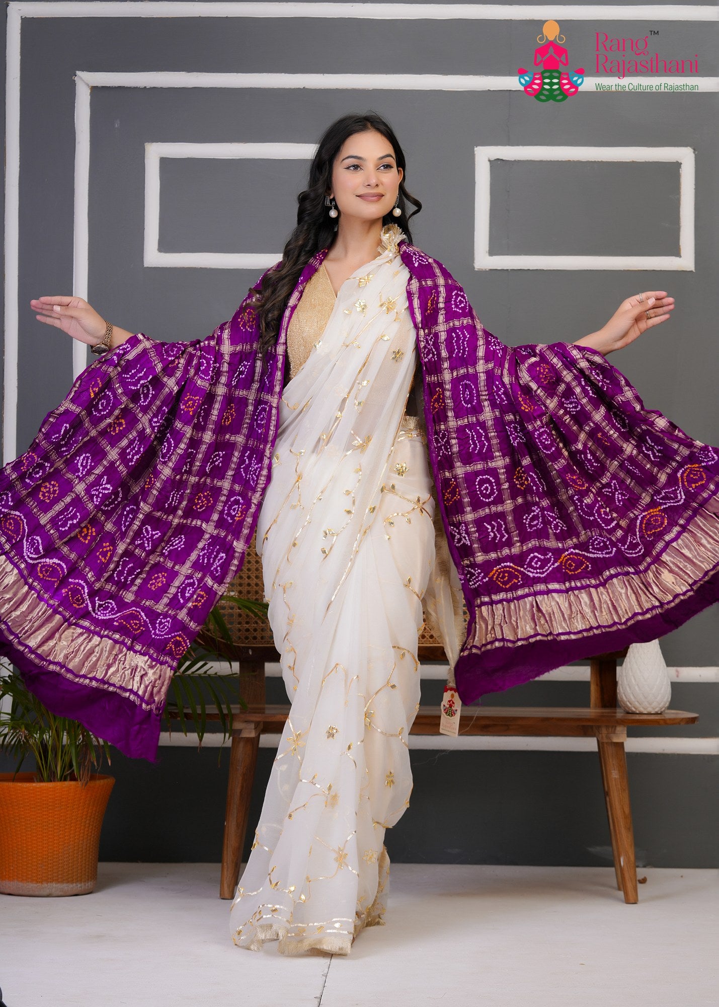 Purple Gajji Silk Bandhani Chunri Dupatta for Festive Wear | Elegant Pick