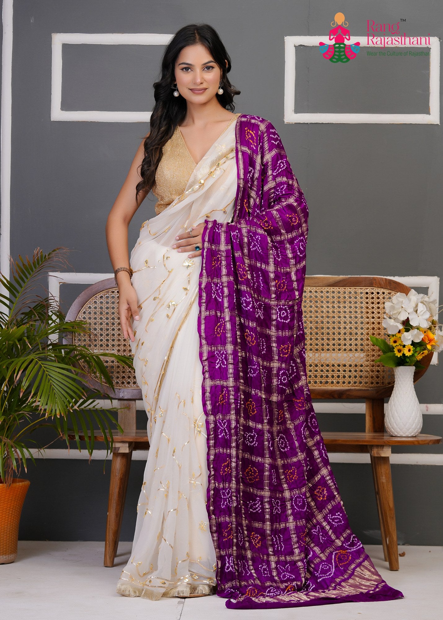 Purple Gajji Silk Bandhani Chunri Dupatta for Festive Wear | Elegant Pick