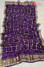 purple gajji silk bandhani dupatta 2567 by Rang Rajasthani