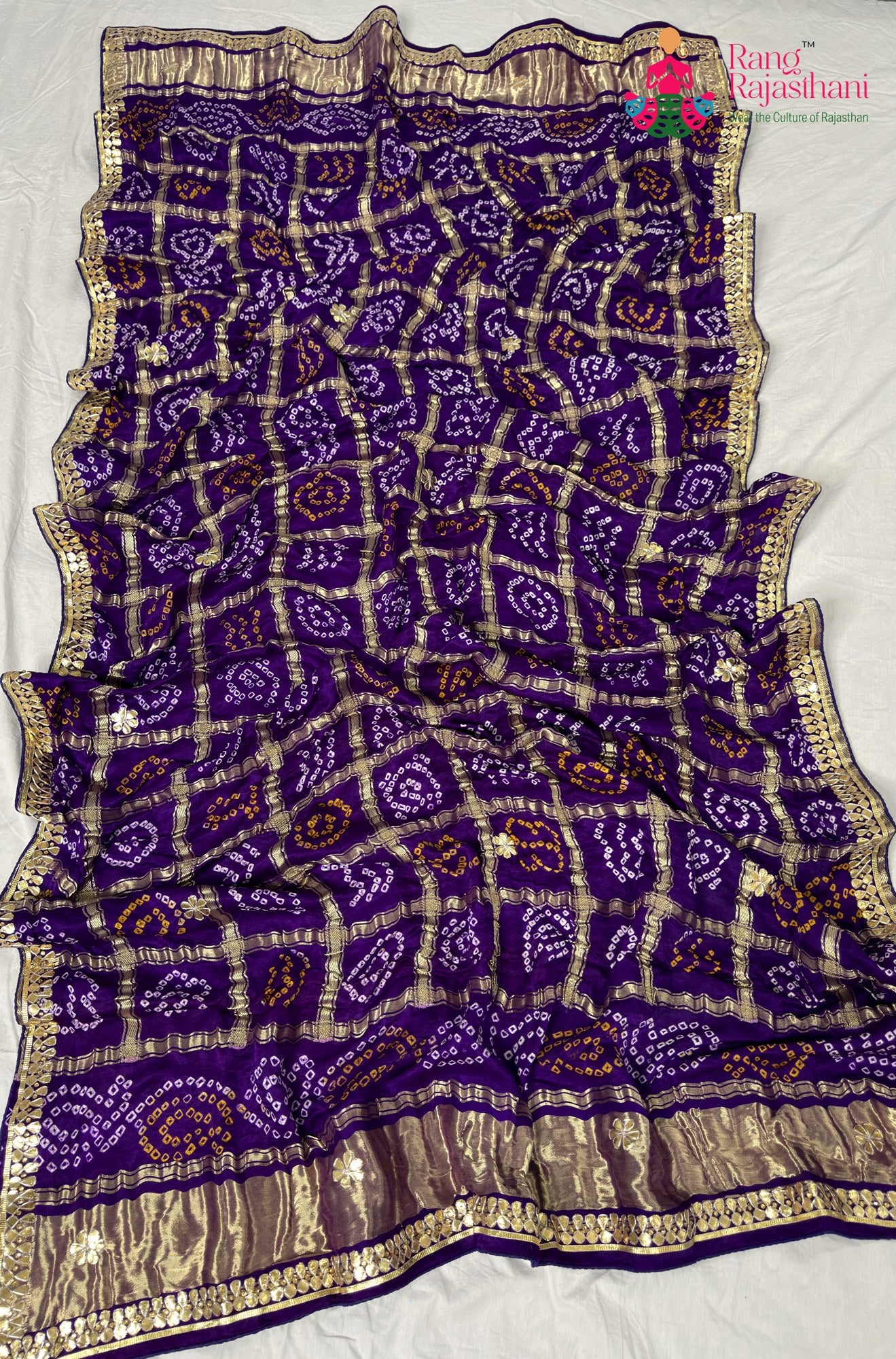 purple gajji silk bandhani dupatta 2567 by Rang Rajasthani