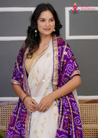 Purple Gajji Silk Bandhani Chunri Dupatta for Festive Wear | Soft Drape