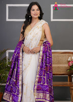 Purple Gajji Silk Bandhani Chunri Dupatta for Festive Wear | Soft Drape