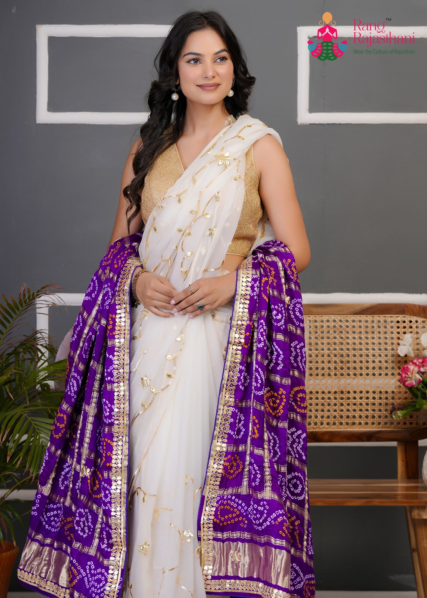 Purple Gajji Silk Bandhani Chunri Dupatta for Festive Wear | Soft Drape