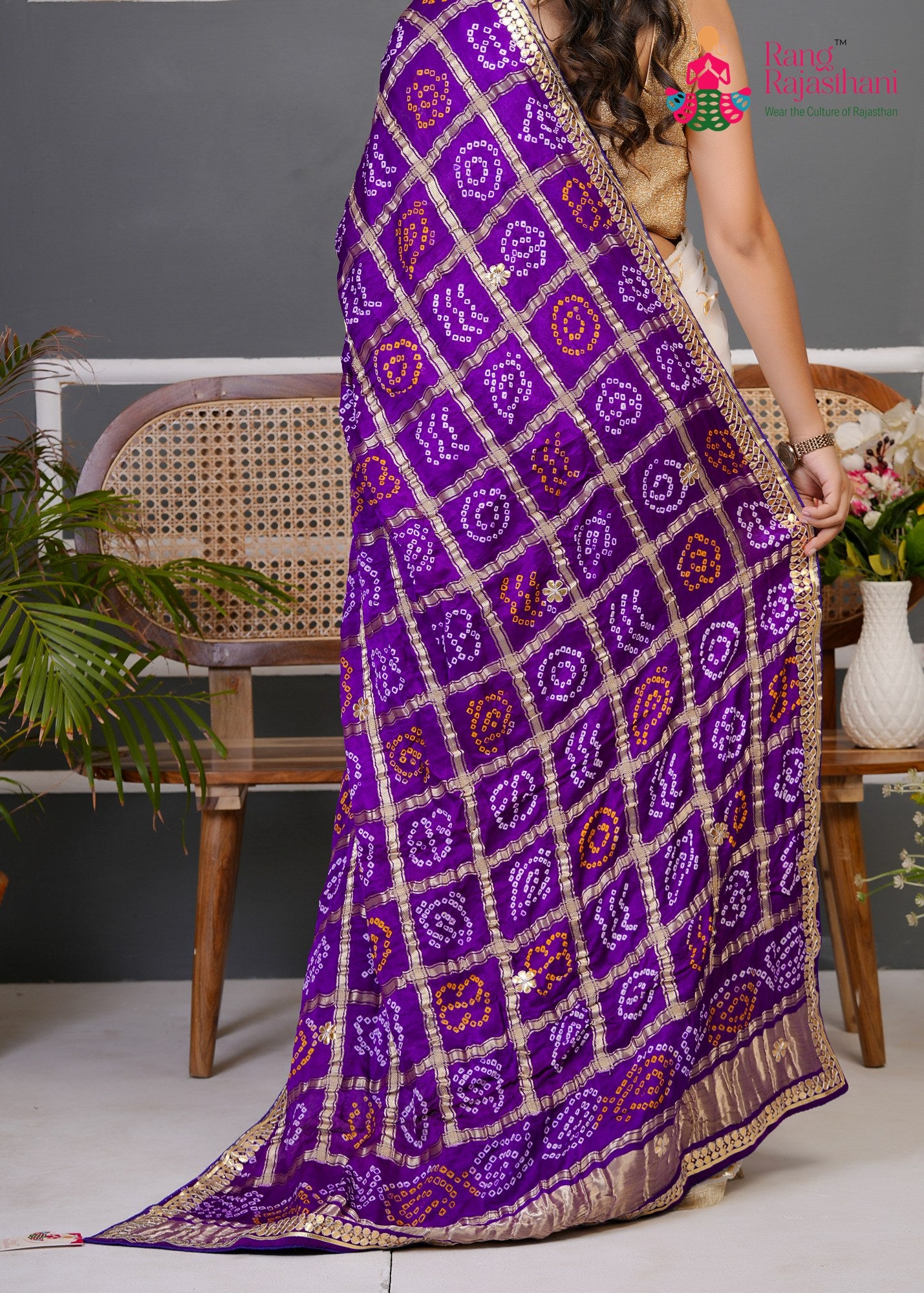 Purple Gajji Silk Bandhani Chunri Dupatta for Festive Wear | Soft Drape