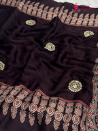 border detail of purple pure modal silk ajarakh print saree