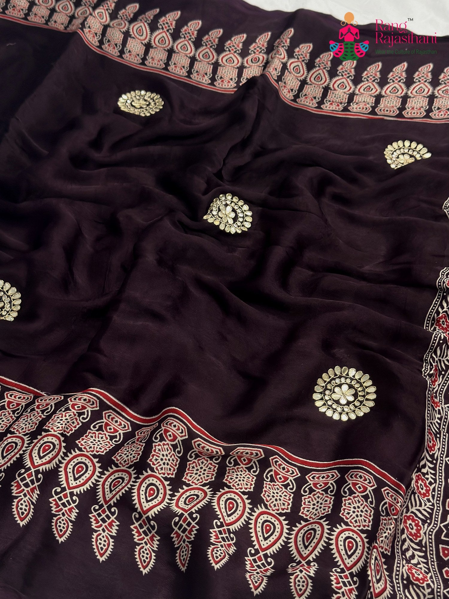 Purple Modal Ajrakh Print Saree for Casual | Bridal Edit