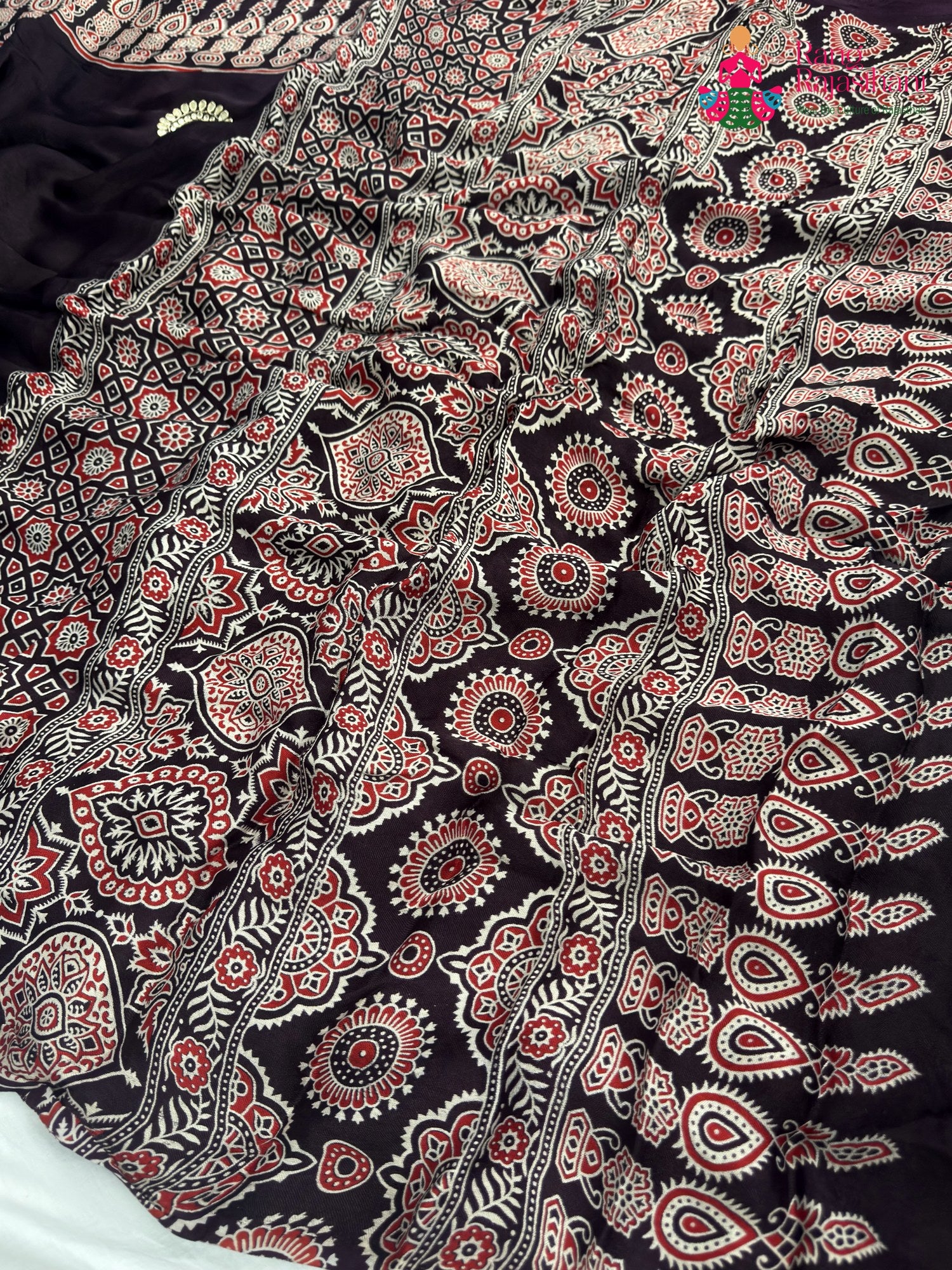 Purple Modal Ajrakh Print Saree for Casual | Bridal Edit