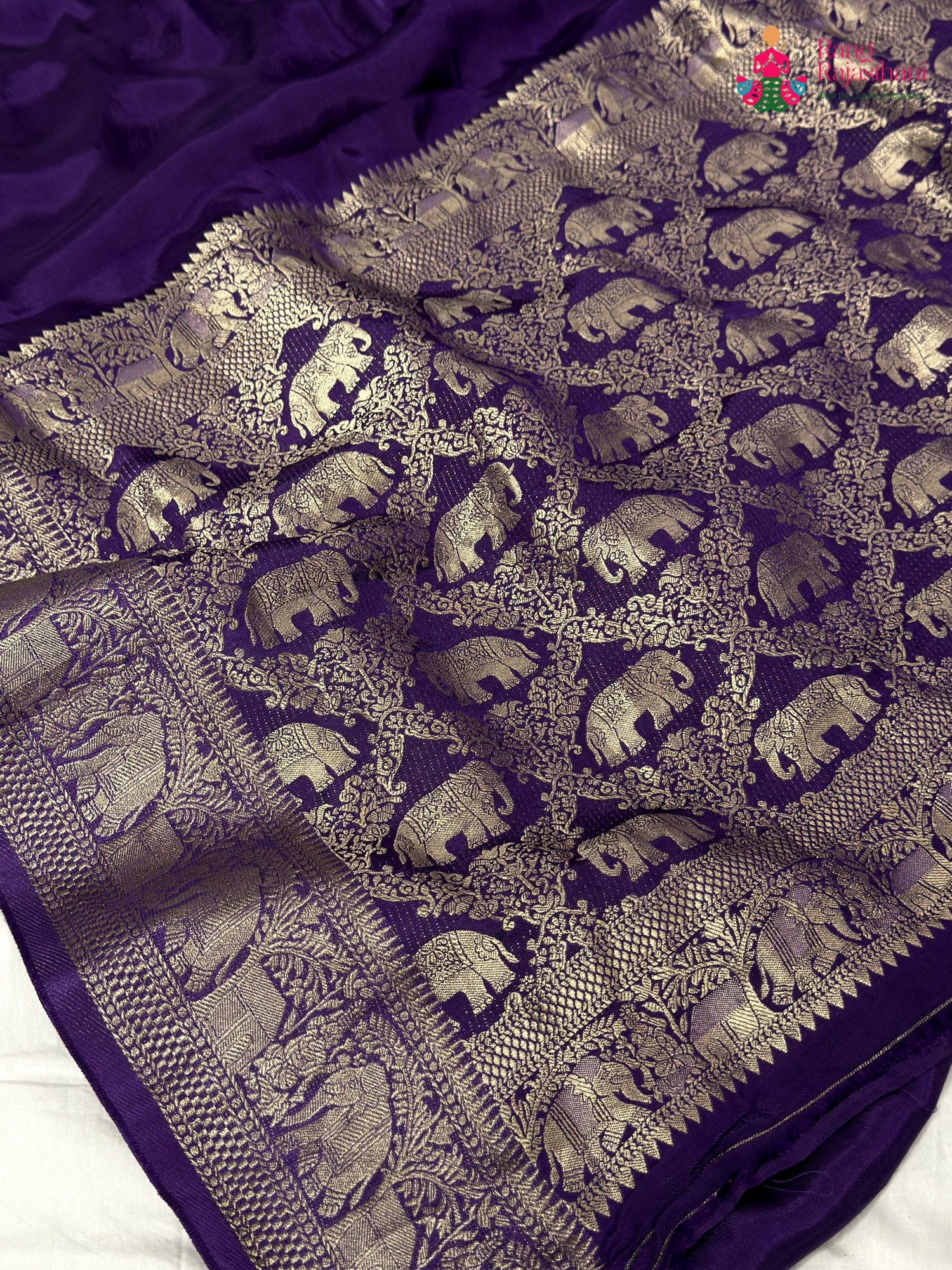purple modal banarasi zari weave saree ethnic wear by Rang Rajasthani