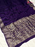 pallu detailing of purple modal banarasi zari weave saree