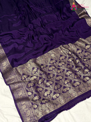 Purple Modal Banarasi Zari Weave Plain Saree for Sangeet Night | Premium Drape