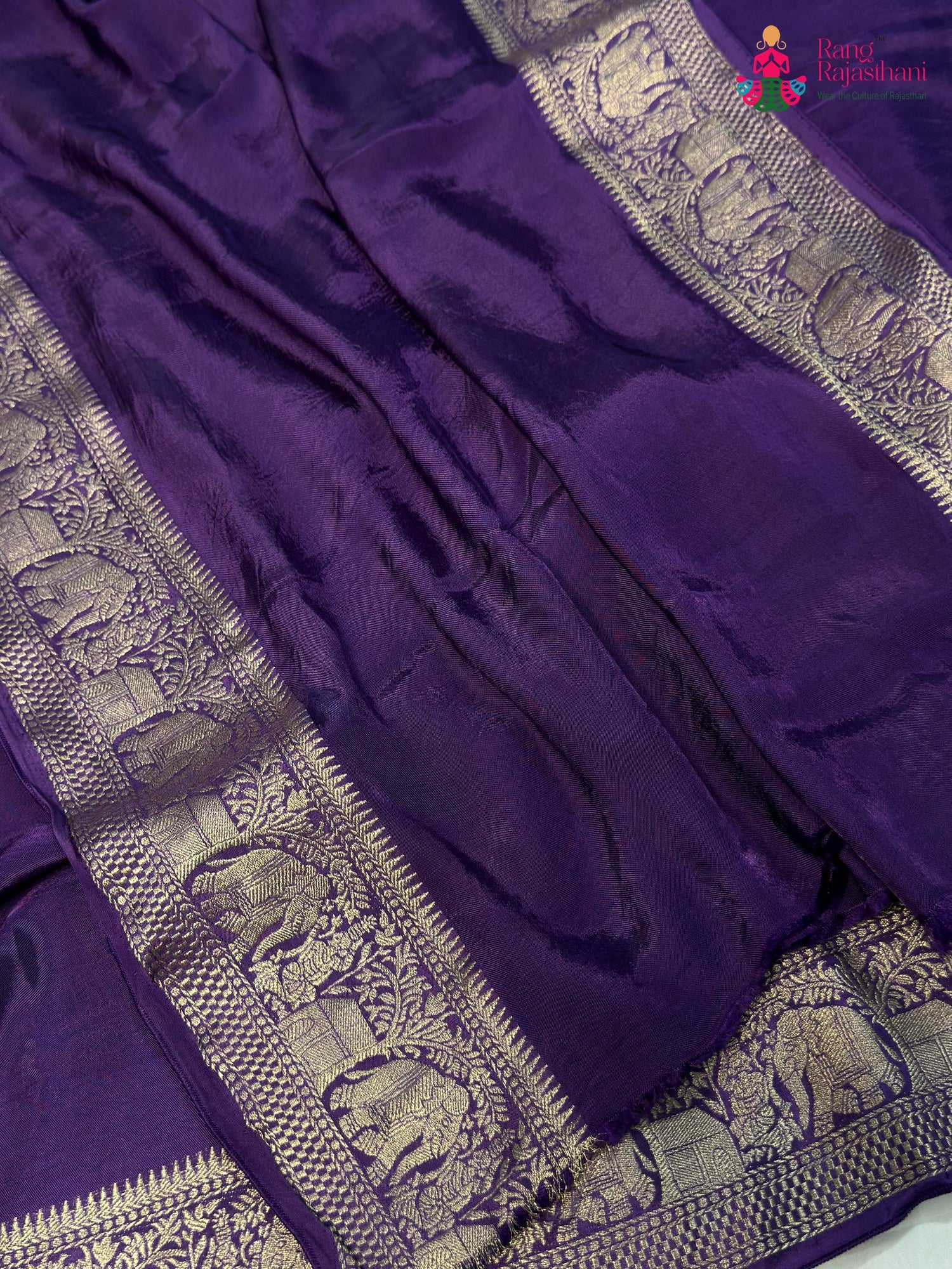 design pattern of purple modal banarasi zari weave saree