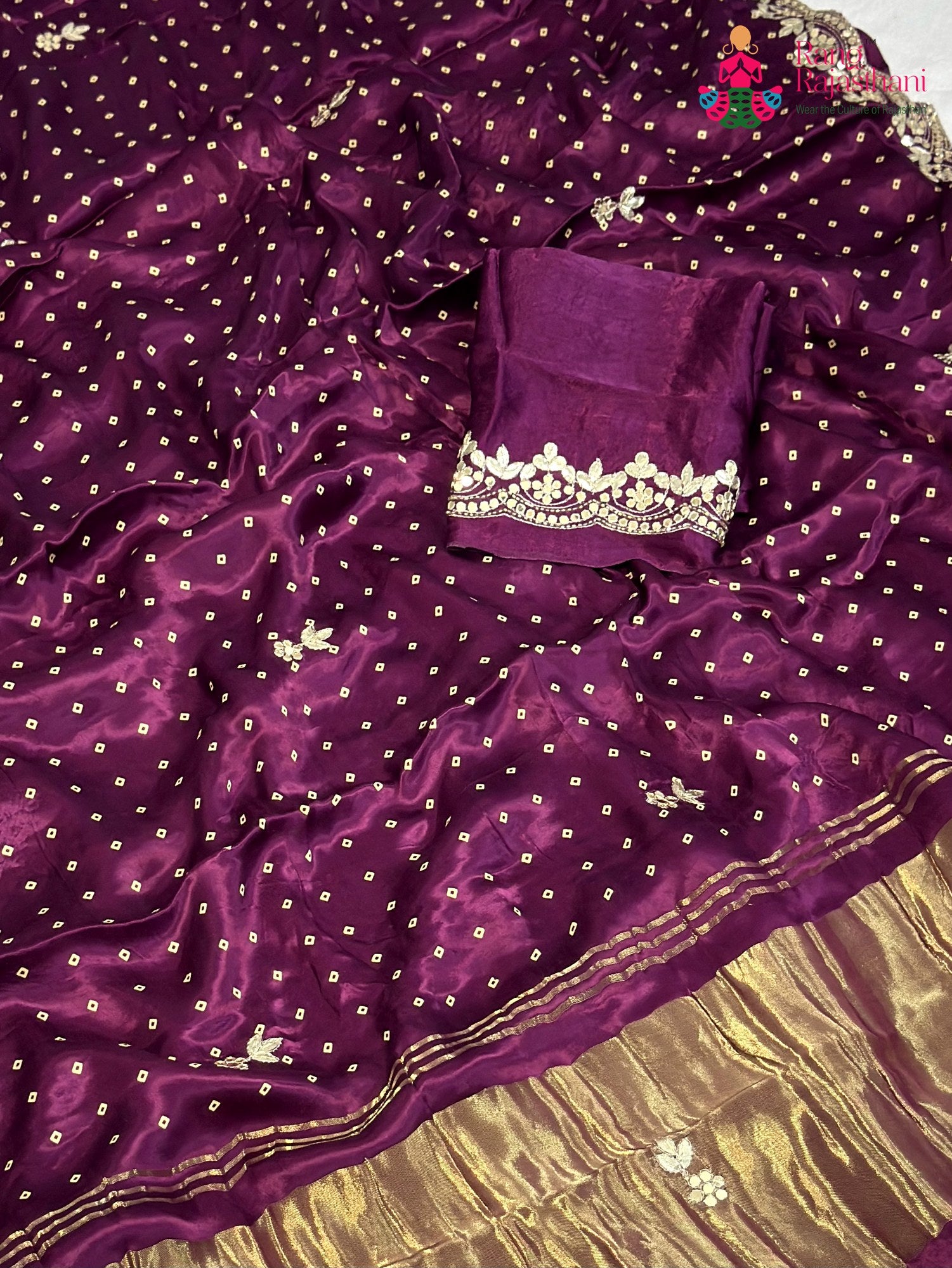 Purple Modal Bandhani Chunri Saree for Sangeet Night | Buy Today