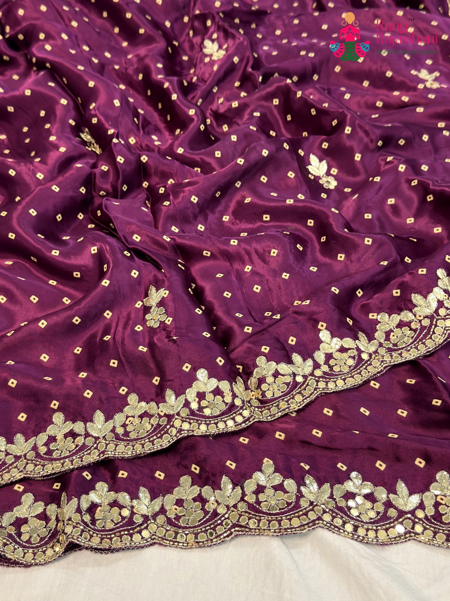 Purple Modal Bandhani Chunri Saree for Sangeet Night | Buy Today