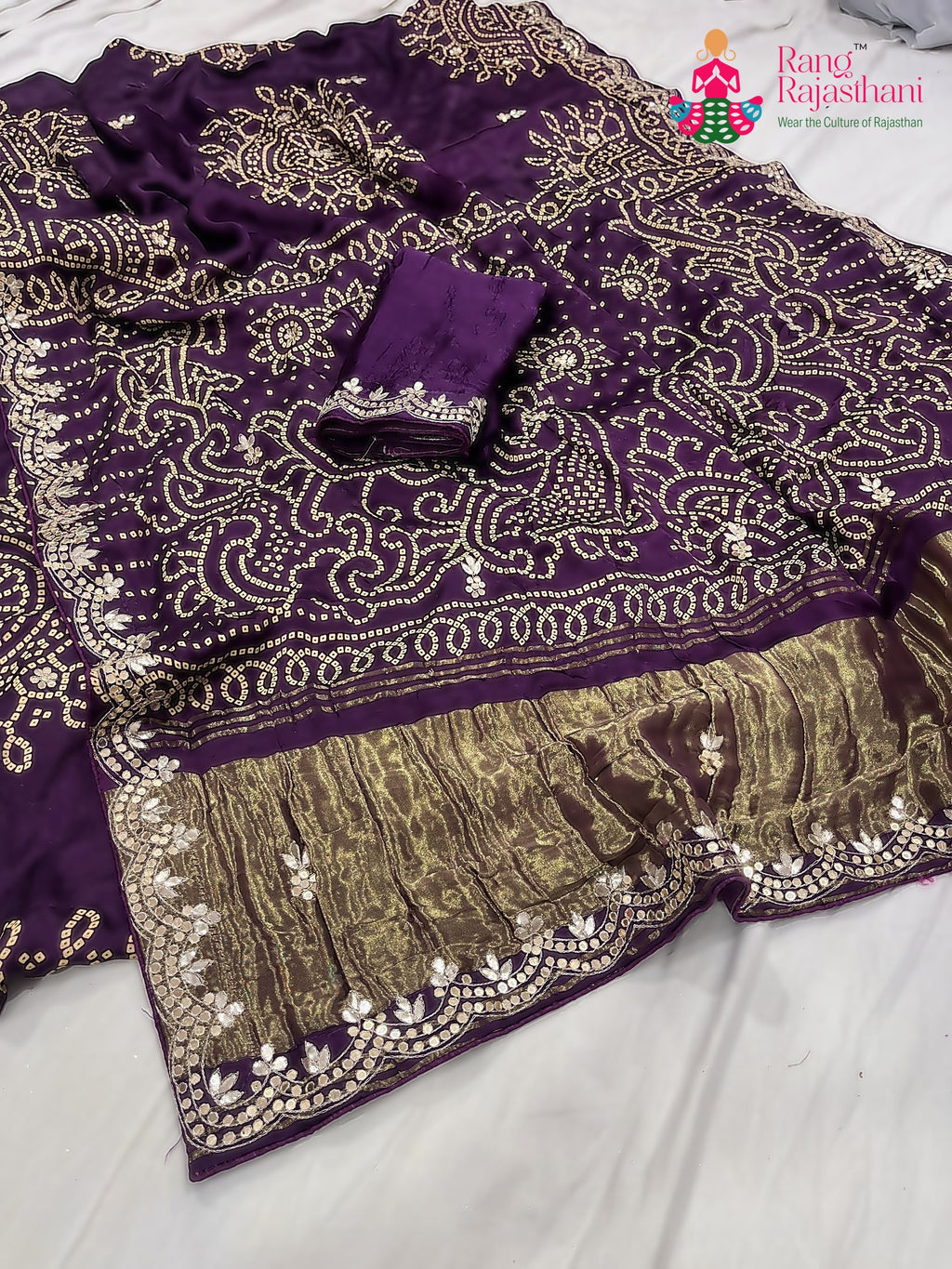complete look of purple modal gota patti saree 