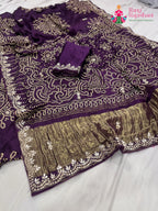 complete look of purple modal gota patti saree 
