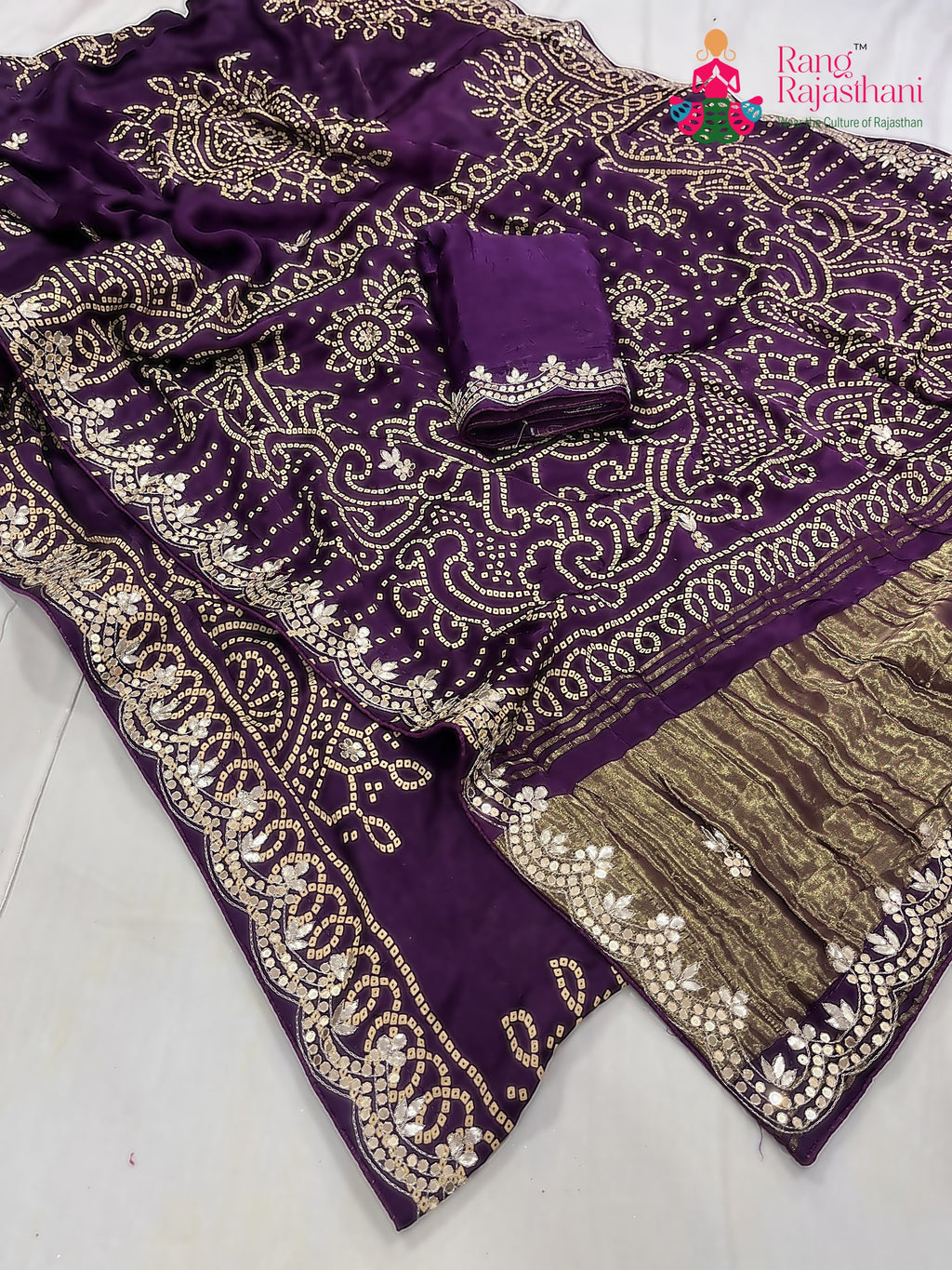 purple modal gota patti saree for mayra ceremony by Rang Rajasthani
