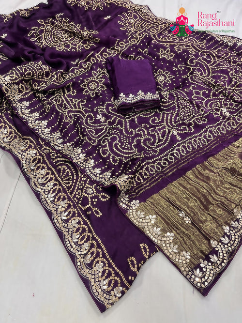 Purple Modal Gota Patti Work Saree : Quiet Charm main-image