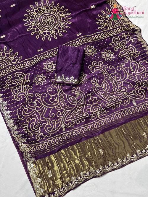 Purple Modal Gota Patti Chunri Saree for Mayra Ceremony | Top Choice main-image