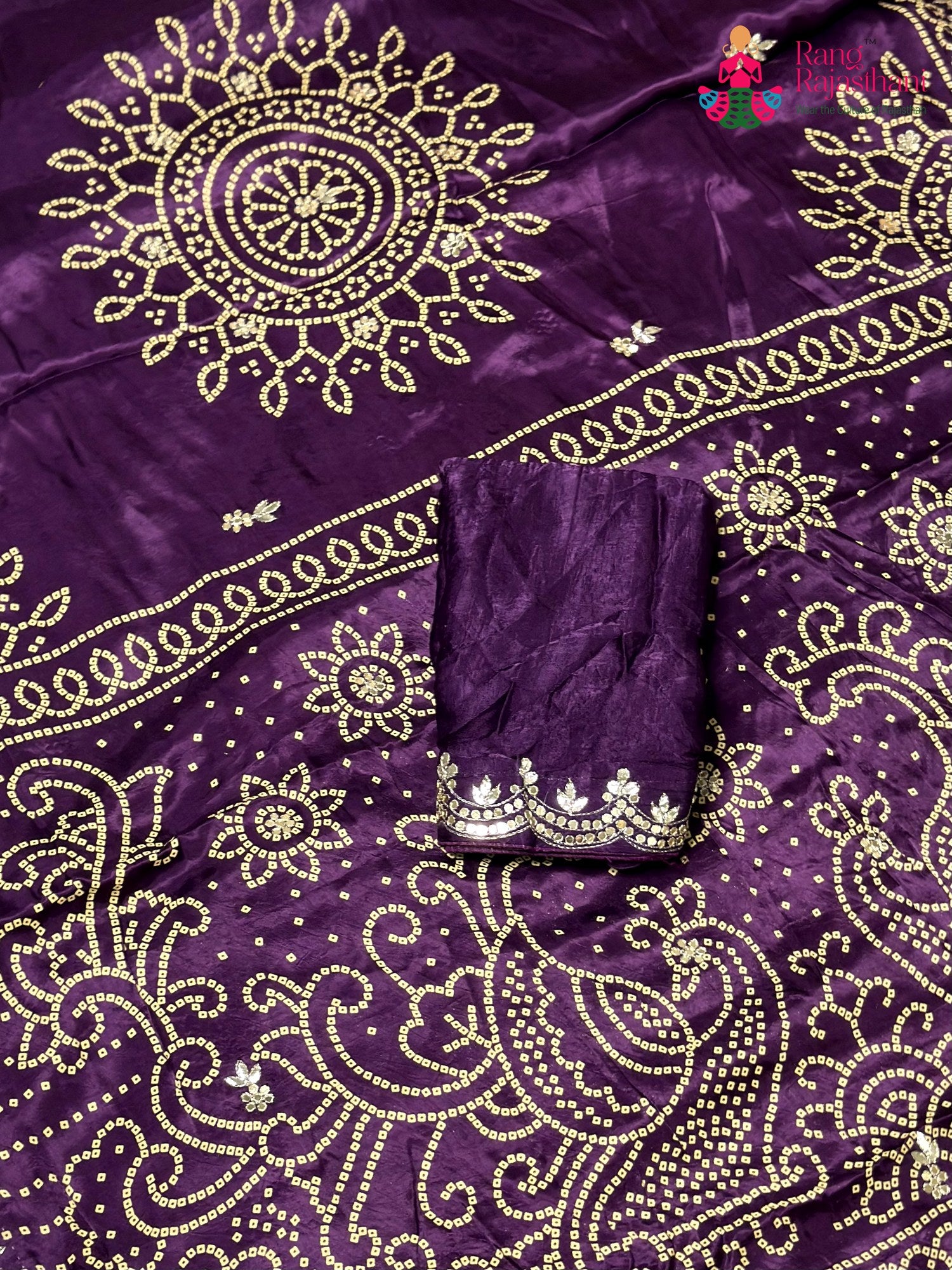Purple Modal Gota Patti Chunri Saree for Mayra Ceremony | Top Choice