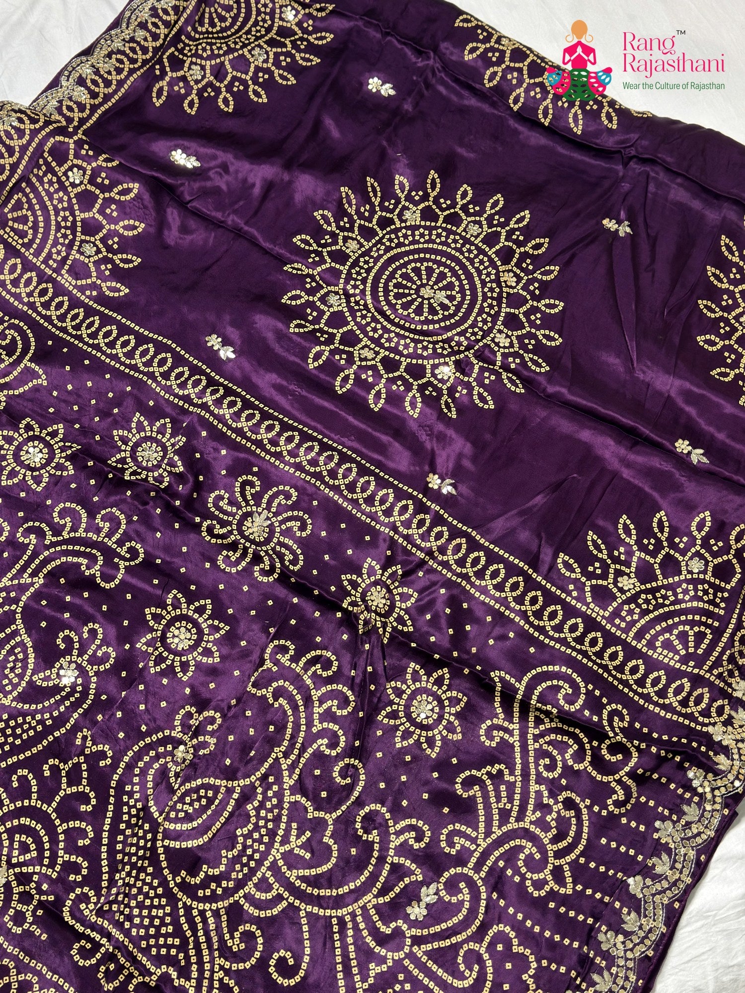 Purple Modal Gota Patti Chunri Saree for Mayra Ceremony | Top Choice