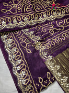 Purple Modal Gota Patti Chunri Saree for Mayra Ceremony | Top Choice