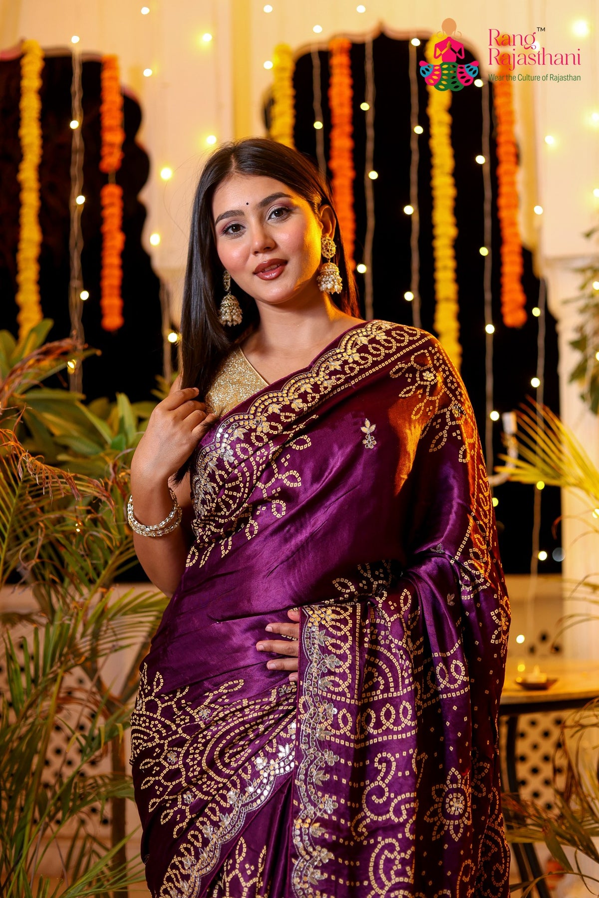 Purple Modal Bandhani Print Chunri Saree for Mayra Ceremony | Trending Now