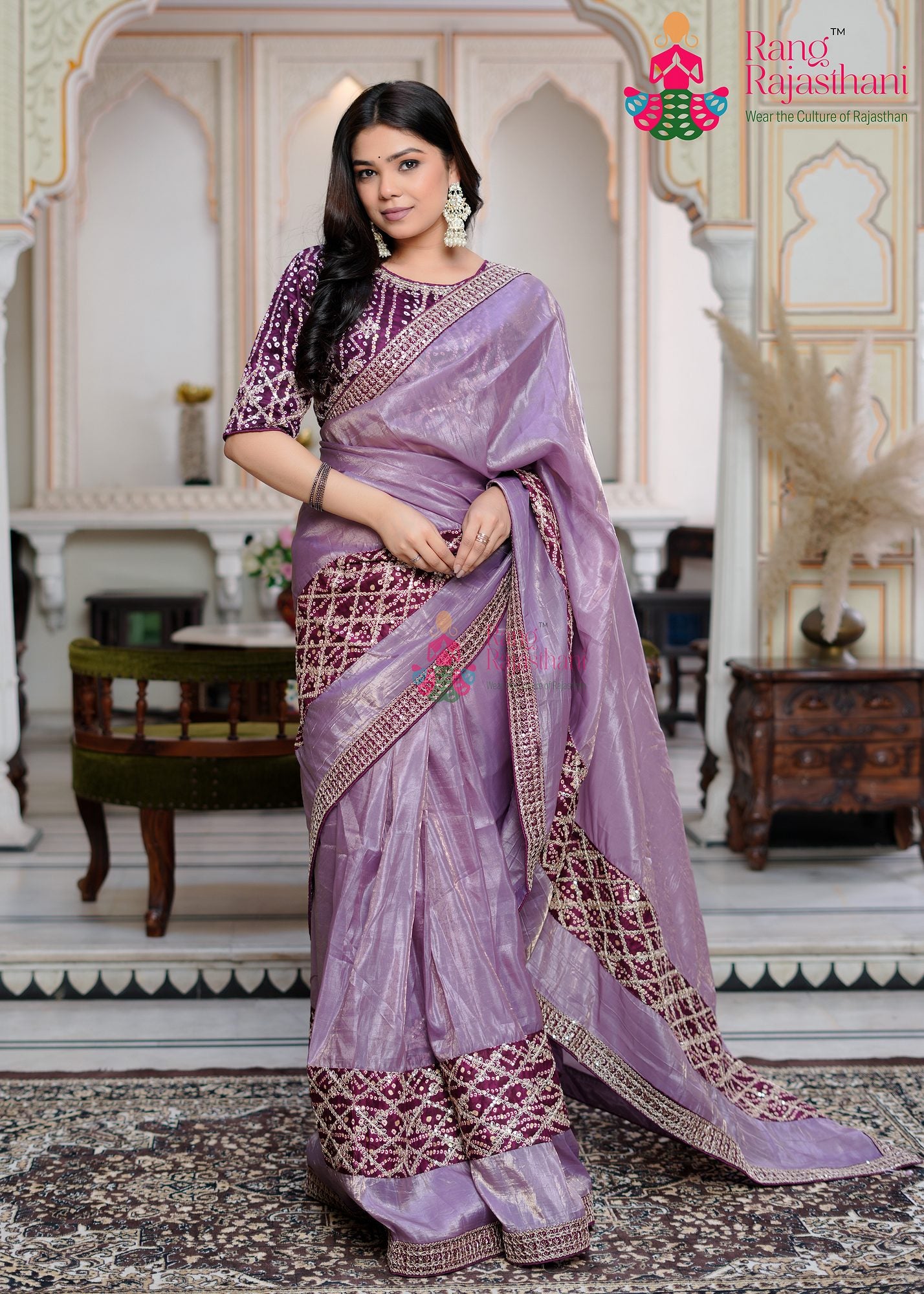 Purple Party Wear saree — Girlish saree | Rang Rajasthani