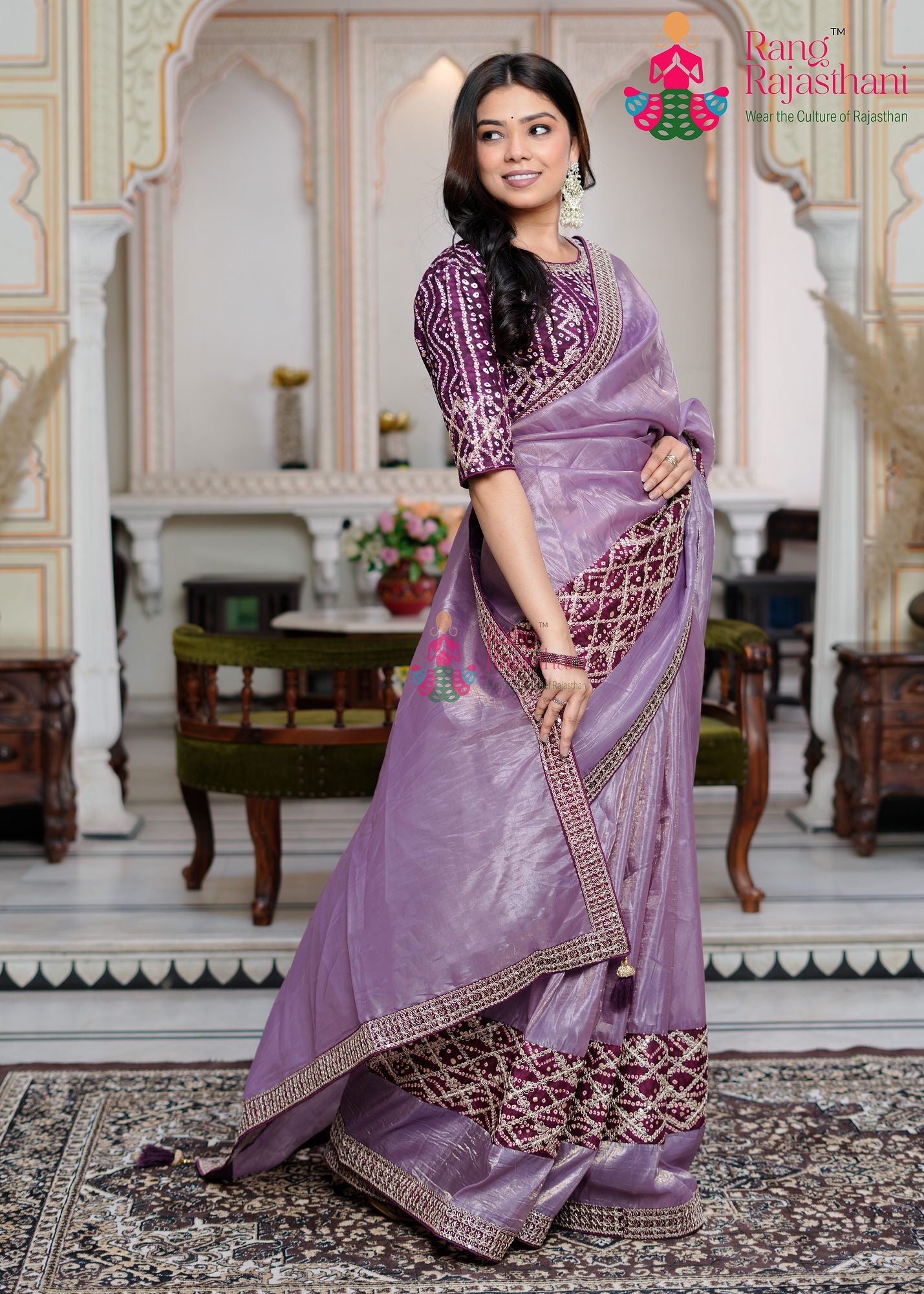 Purple Party Wear saree — Girlish saree | Rang Rajasthani
