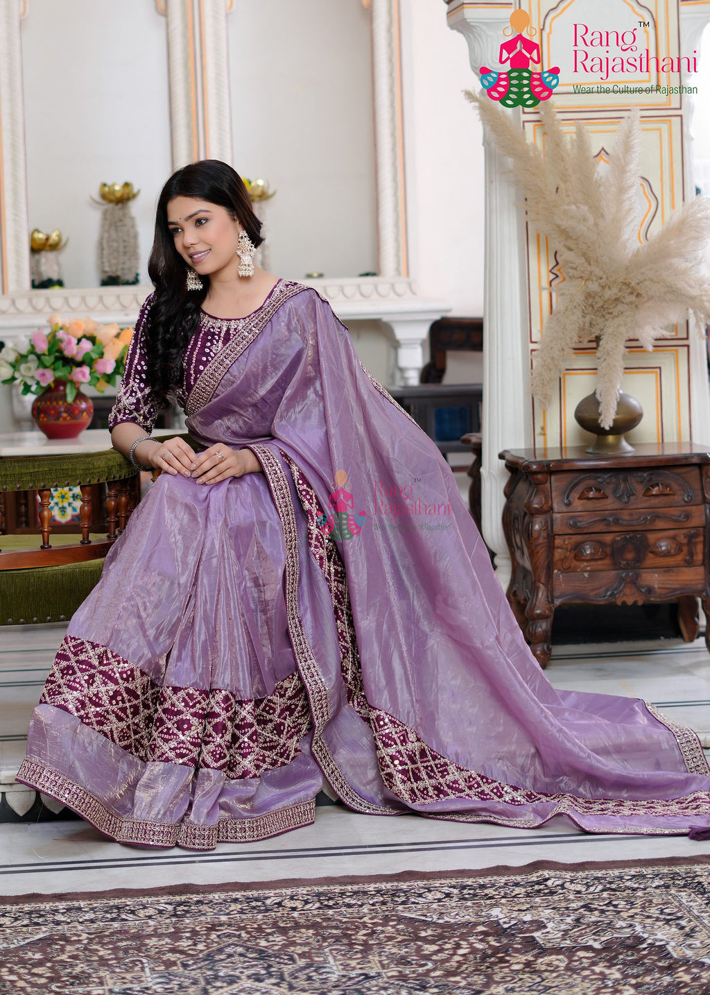 Purple Party Wear saree — Girlish saree | Rang Rajasthani