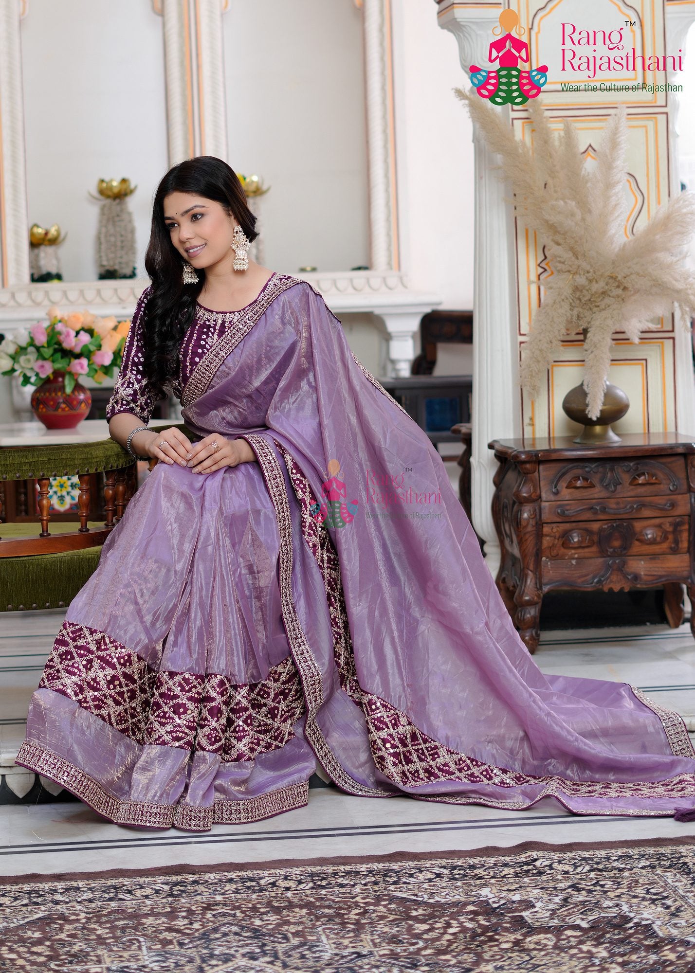 Purple Party Wear saree — Girlish saree | Rang Rajasthani