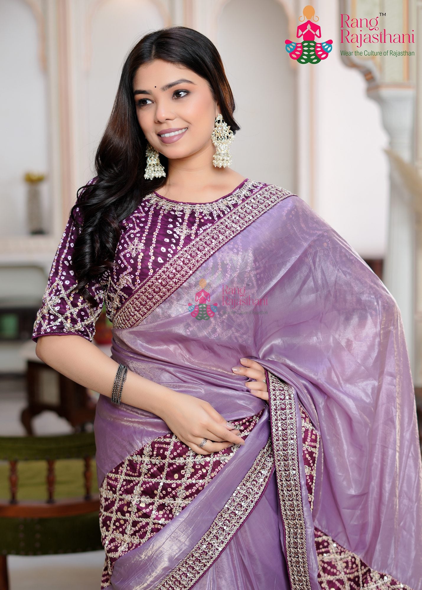 Purple Party Wear saree — Girlish saree | Rang Rajasthani