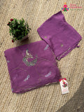Purple Pure Chiffon Hand Embellishment Saree for Bridal | Shop Latest