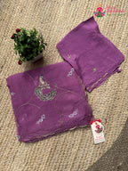 Purple Pure Chiffon Hand Embellishment Saree for Bridal | Shop Latest