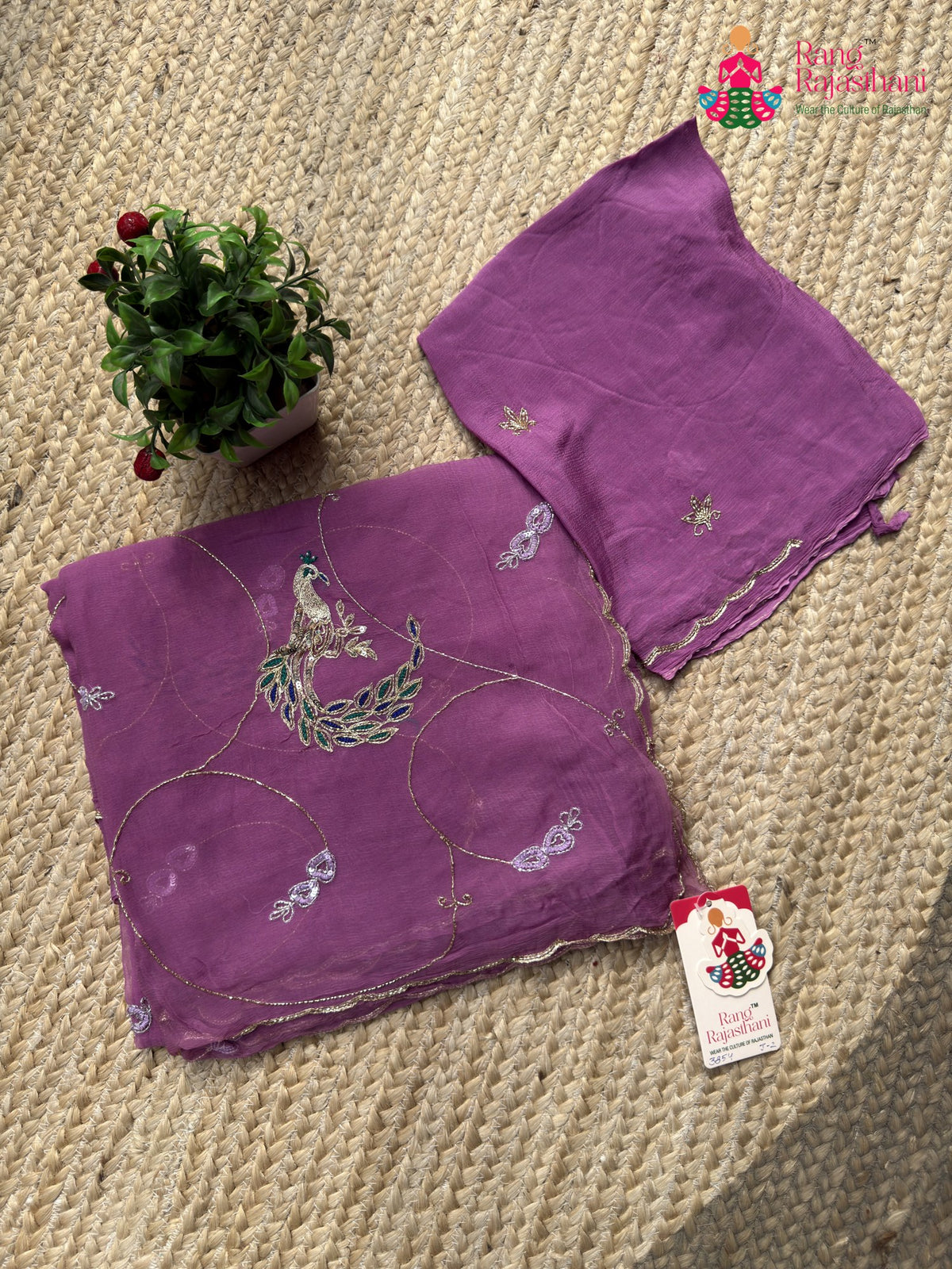 Purple Pure Chiffon Hand Embellishment Saree for Bridal | Shop Latest